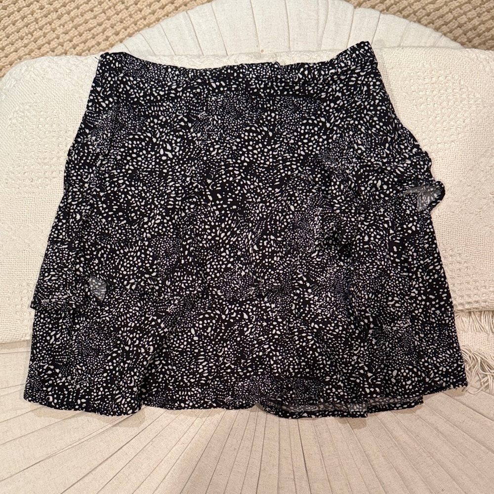 Japna Black & White Dotted Ruffle Skirt